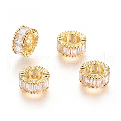 Brass Micro Pave Cubic Zirconia European Beads ZIRC-G166-45G-1