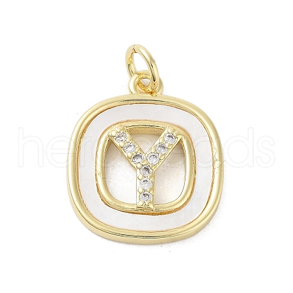 Rack Plating Brass Micro Pave Clear Cubic Zirconia Pendants KK-E102-33G-Y-1