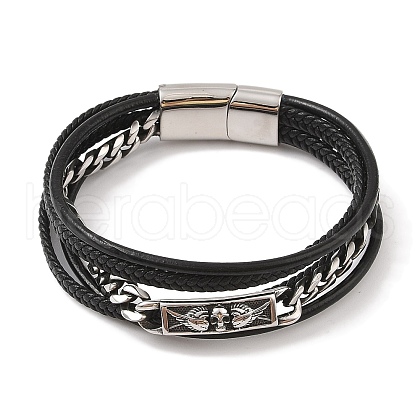 Braided Microfiber Leather Multi-strand Bracelets BJEW-B096-08B-1