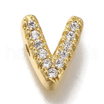 Rack Plating Brass Micro Pave Clear Cubic Zirconia Beads KK-G500-30G-V-1