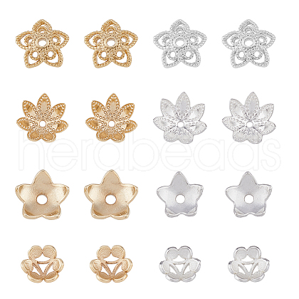 SUPERFINDINGS 32Pcs 8 Style Brass Bead Cap KK-FH0006-60-1