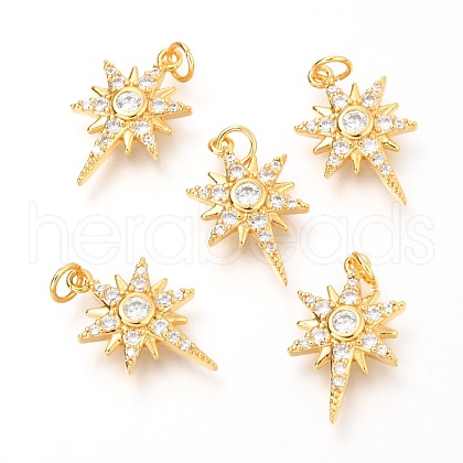 Brass Micro Pave Clear Cubic Zirconia Pendants ZIRC-O036-18G-1