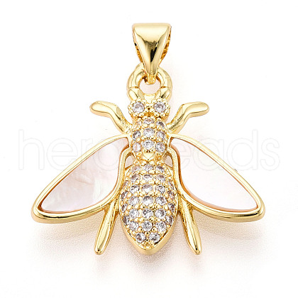 Brass Micro Pave Clear Cubic Zirconia Pendants KK-N268-28G-1