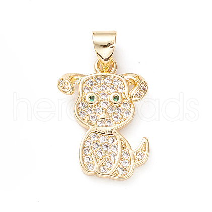 Brass Micro Pave Cubic Zirconia Pendants KK-D067-06G-02-RS-1