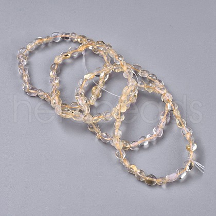 Natural Citrine Bead Stretch Bracelets BJEW-K213-66-1