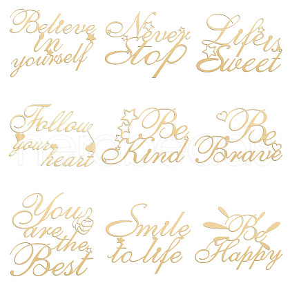 Olycraft 9Pcs 9 Styles Custom Carbon Steel Self-adhesive Picture Stickers DIY-OC0009-17B-1