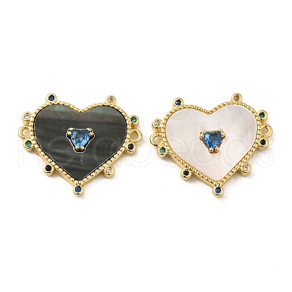 Brass Pave Colorful Cubic Zirconia Connector Charms ZIRC-P110-06G-1
