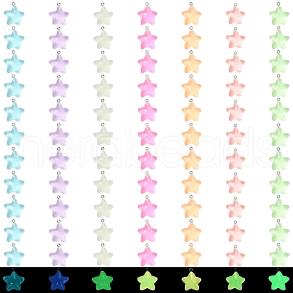 84Pcs 7 Colors Luminous Transparent Resin Pendants RESI-SZ0003-26-1