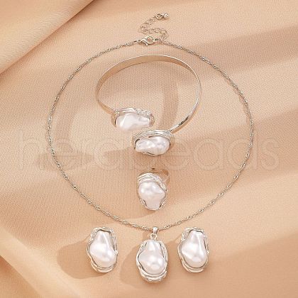 Oval Alloy & Plastic Pearl Jewelry Sets WGB491C-15-1