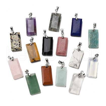 Natural Mixed Gemstone Faceted Pendants G-U031-04P-1
