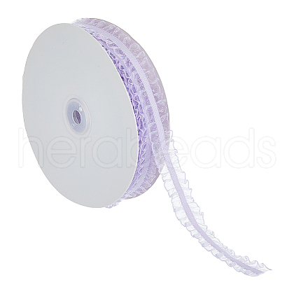 15 Yards Polyester Ruffled Elastic Lace Trim OCOR-WH0088-81D-1