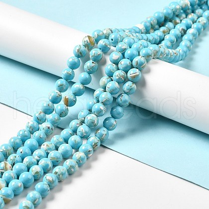 Synthetic Turquoise and Sea Shell Assembled Beads Strands G-D482-01B-07-1