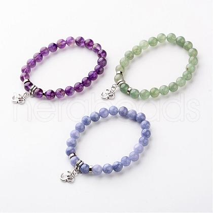 Alloy Om Symbol Charm Bracelets BJEW-JB02377-1