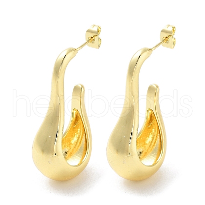 Rack Plating Brass Twist Teardrop Stud Earring EJEW-C078-08G-1