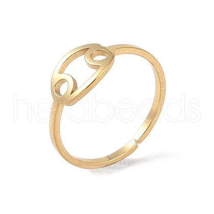 Real 18K Gold Plated 304 Stainless Steel Adjustable Finger Ring RJEW-L115-01G-07-1