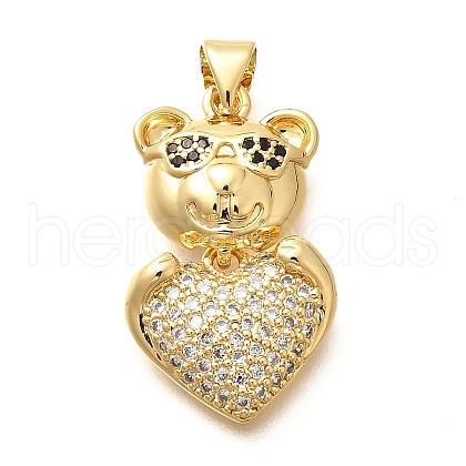 Rack Plating Brass Micro Pave Clear Cubic Zirconia Pendants KK-M309-39E-G-1