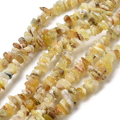 Natural Yellow Opal Chip Beads Strands G-G905-15-1