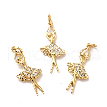 Rack Plating Brass Micro Pave Cubic Zirconia Pendants KK-I688-13G-1
