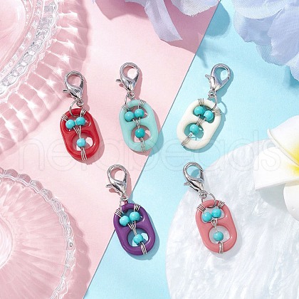 Acrylic & Synthetic Turquoise Pendant Decorations HJEW-JM03048-05-1