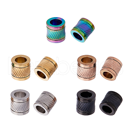 10Pcs 5 Colors 304 Stainless Steel Glazed European Beads STAS-HS0001-01-1