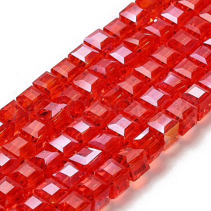 Electroplate Glass Beads Strands EGLA-R030-6x6mm-01-1