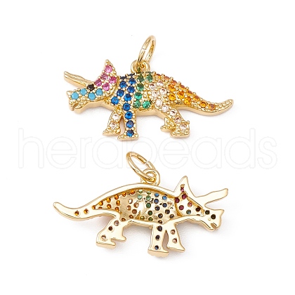 Rack Plating Brass Micro Pave Colorful Cubic Zirconia Pendants ZIRC-C040-48C-G-1
