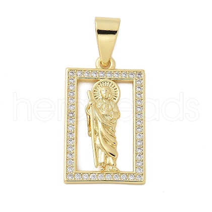 Brass Micro Pave Cubic Zirconia Pendants KK-P293-26A-G-1