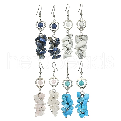 Alloy Heart Dangle Earrings with 304 Stainless Steel Pins EJEW-JE05373-1