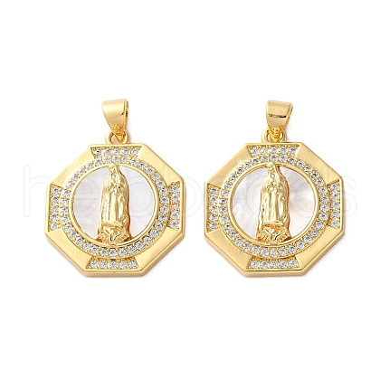 Brass Micro Pave Cubic Zirconia Pendants KK-U070-13B-G-1