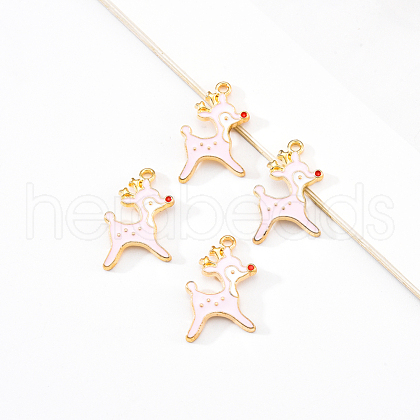 20Pcs Light Gold Alloy Enamel Pendants ENAM-YW0001-73C-1