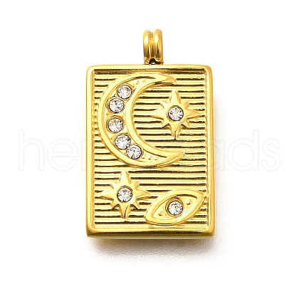 304 Stainless Steel Rhinestone Pendants STAS-M109-14G-01-1