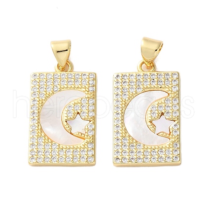 Brass Micro Pave Cubic Zirconia Pendants KK-U070-15G-1
