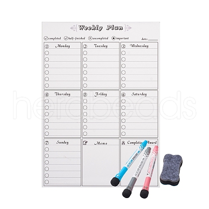 Magnetic Dry Erase Weekly Calendar for Fridge AJEW-E043-06-1