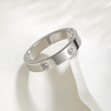 304 Stainless Steel Crystal Rhinestone Finger Rings for Women RJEW-B120-02P-1