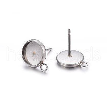 Non-Tarnish 304 Stainless Steel Stud Earring Settings X-STAS-H467-08P-12mm-1