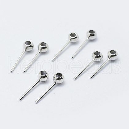 Anti-Tarnish Rhodium Plated 925 Sterling Silver Ear Stud Findings STER-I014-23P-1
