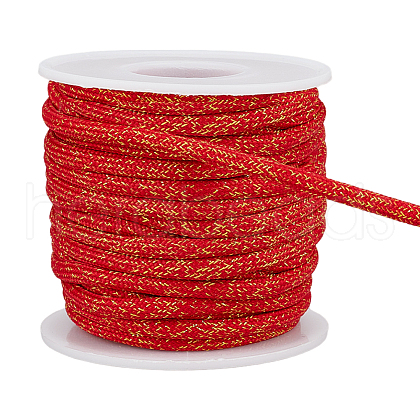 BENECREAT 10 Yards Round Polyester Golde Metallic Cord OCOR-BC0007-51A-1