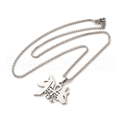 Non-Tarnish 304 Stainless Steel Fox Pendants Necklaces NJEW-M197-01P-1