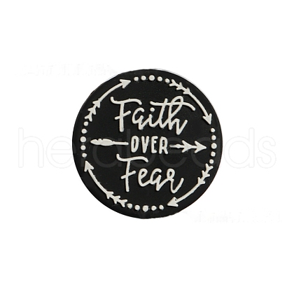 English Letter Faith Over Fear Food Grade Eco-Friendly Silicone Focal Beads PW-WG87009-03-1