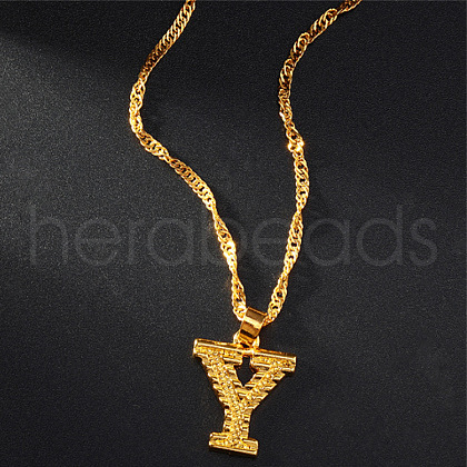 Brass Initial Pendant Necklaces FS-WG68BA5-25-1