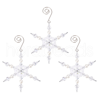 Christmas Snowflake Glass Pendant Decoration HJEW-GO00060-1