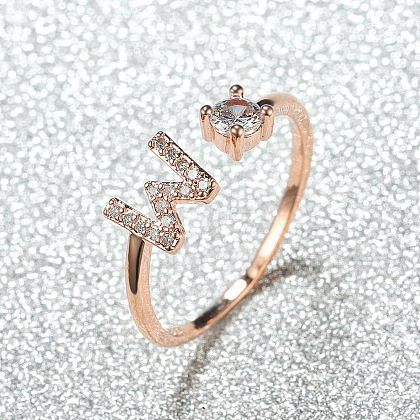 Brass Micro Pave Cubic Zirconia Cuff Rings for Women FS-WGA4C54-23-1