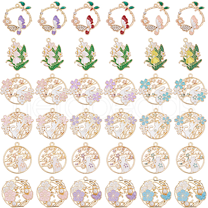 SUNNYCLUE 36Pcs 18 Styles Rack Plating Alloy Enamel Pendants FIND-SC0012-30-1
