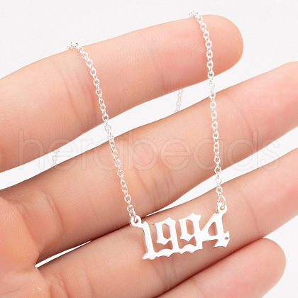 1994 Birth Year Number 201 Stainless Steel Pendant Cable Chain Necklaces FS-WGB5F08-17-1