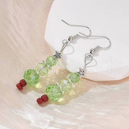 Christmas Glass Beads Dangle Earrings EJEW-JE01624-1