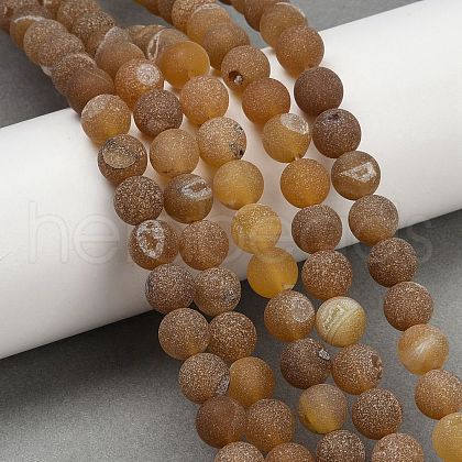 Natural Druzy Agate Beads Strands G-NH0024-A03-8mm-1