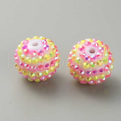 Stripe Pattern Resin Rhinestone Beads RESI-WH0034-20C-1