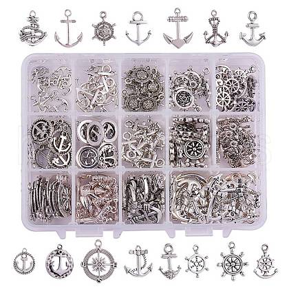 Tibetan Silver Anchor & Helm Pendants TIBEP-PH0004-15AS-1
