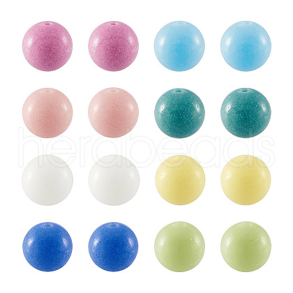 Kissitty 128Pcs 8 Colors Synthetic Luminous Stone Round Beads Strands G-KS0001-15-1