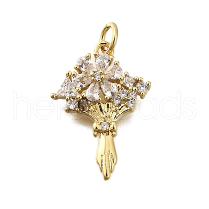 Brass Micro Pave Cubic Zirconia Pendants KK-S523-07G-1